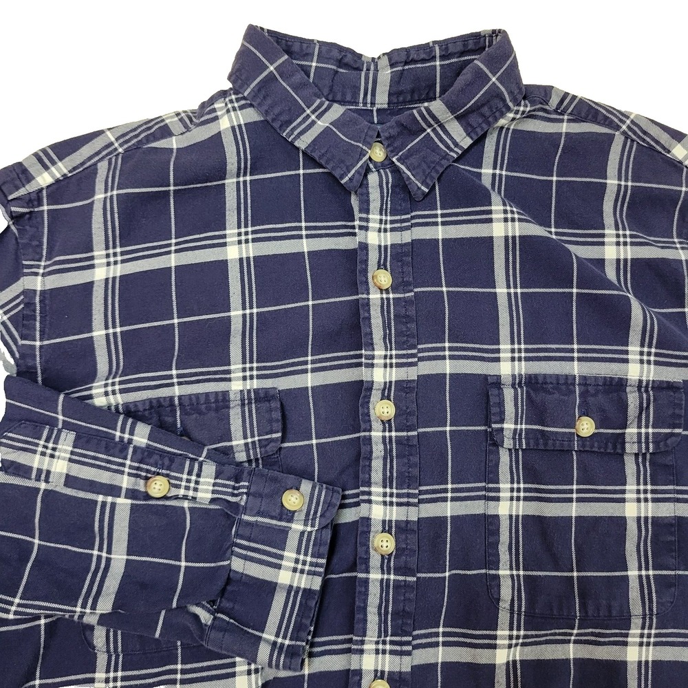 Polo Ralph Lauren Mens XL Blue‎ White Plaid Double Pocket Button Up Shirt